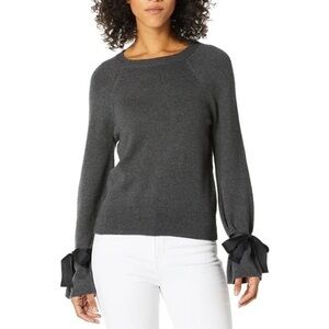 J. Crew Mercantile Grey Merino Wool Crewneck Wide Sleeve Bow Sleeve Sweater